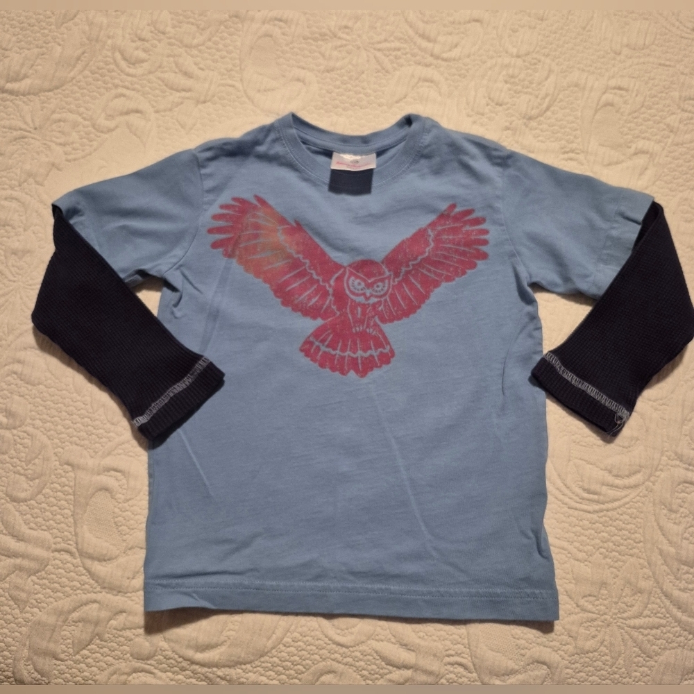 Hanna Andersson boys size 110 or 5 long sleeve owl shirt GUC